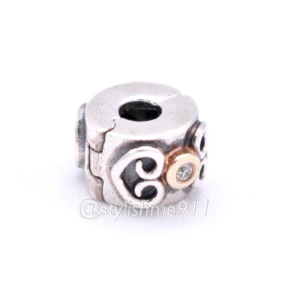 RARE - Authentic Pandora Double Heart Diamond Clip - 790382D - Picture 9 of 14